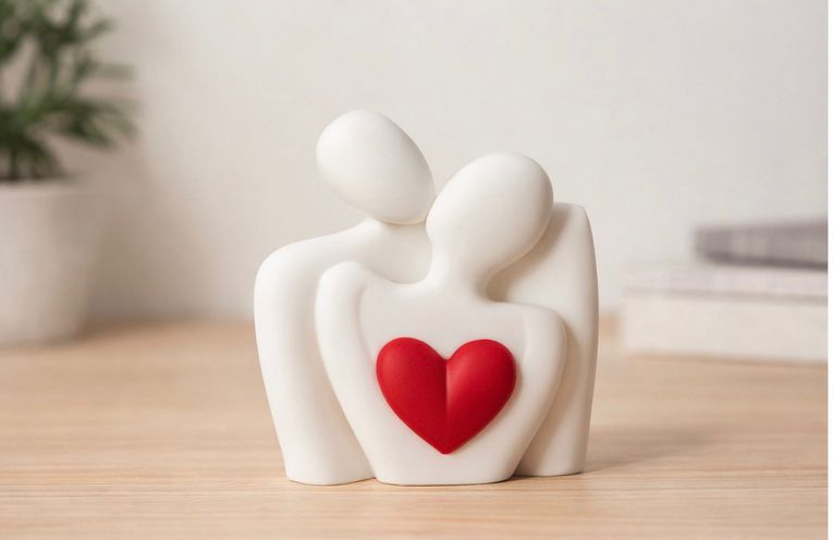 Scultura Abbraccio con cuore - Decorazione moderna in stampa 3D