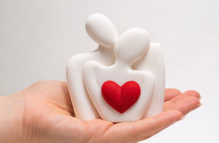 Scultura Abbraccio con cuore - Decorazione moderna in stampa 3D