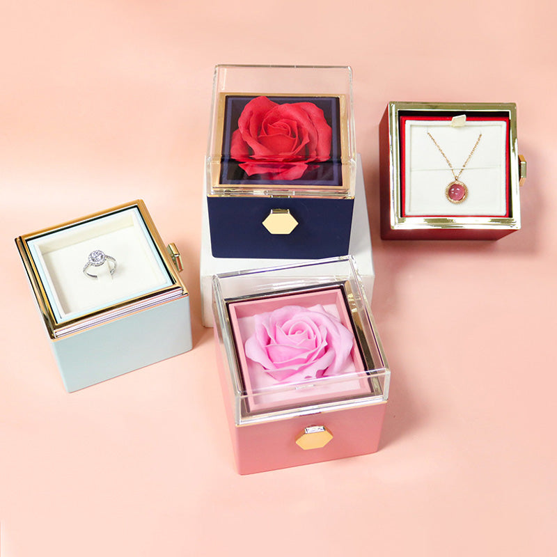 Box Rosa Eterna con cassetto gioielli - Regalo romantico elegante