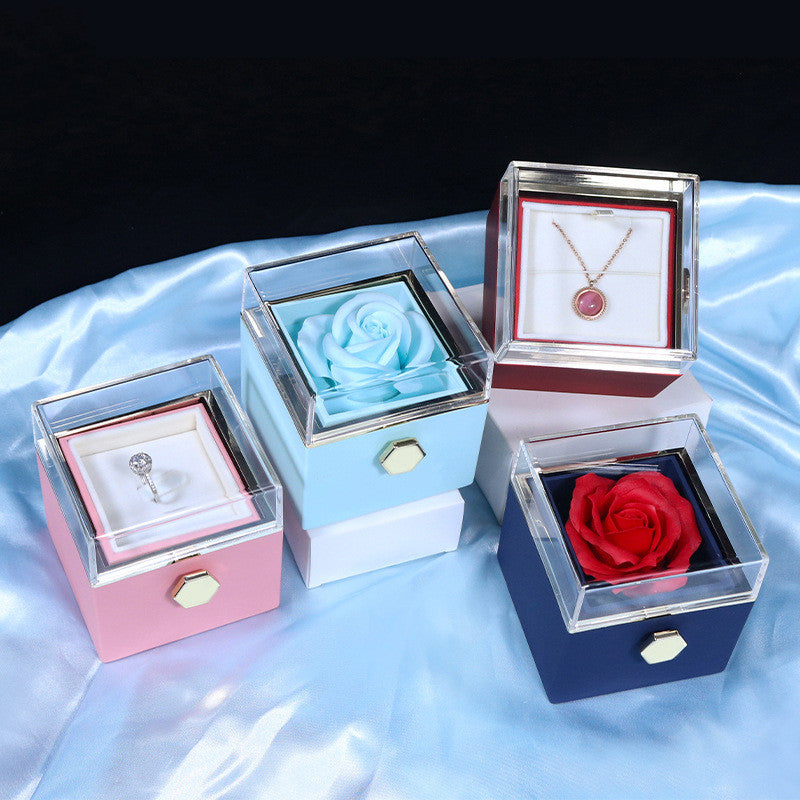 Box Rosa Eterna con cassetto gioielli - Regalo romantico elegante