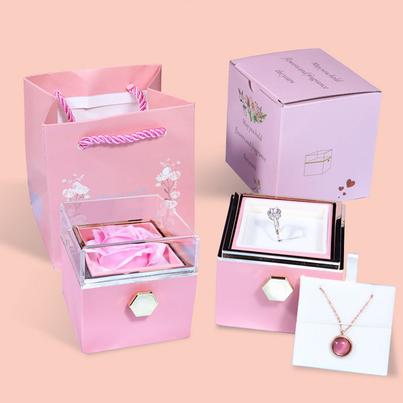 Box Rosa Eterna con cassetto gioielli - Regalo romantico elegante