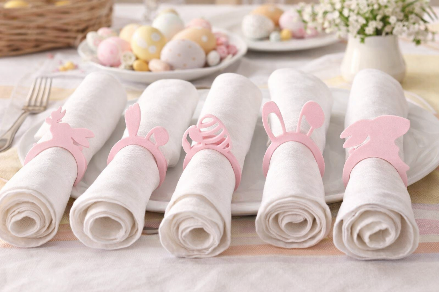Set  6 - Portatovagliolo Pasquale Coniglietto – Easter Bunny Napkin Ring (Colori Personalizzabili)