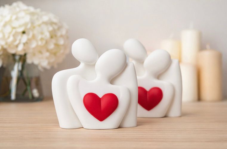 Scultura Abbraccio con cuore - Decorazione moderna in stampa 3D