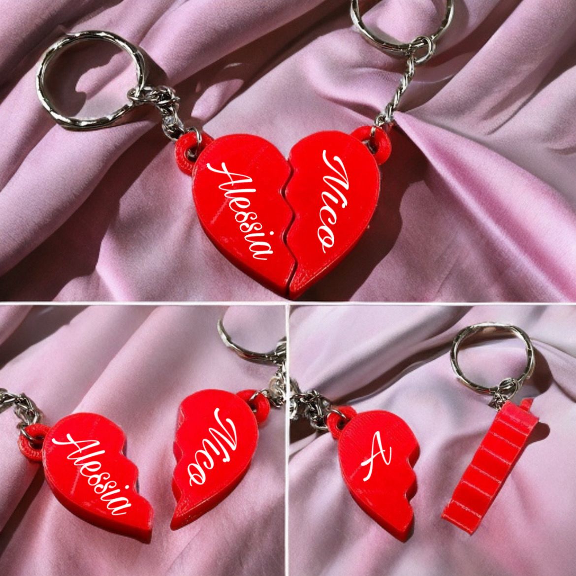 ❤️ Portachiavi Cuore Diviso Personalizzato – Edizione Coppia