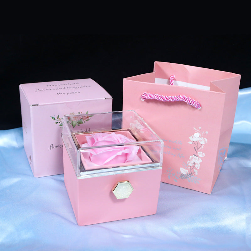 Box Rosa Eterna con cassetto gioielli - Regalo romantico elegante